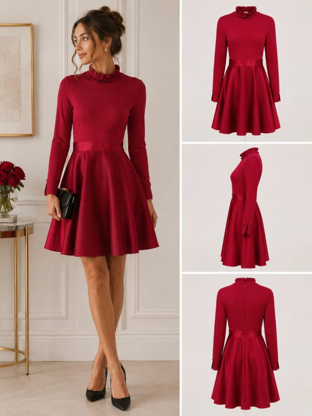Ted Baker Red Zadi Frill Full Skirt Dress Sz Ted Sz 1/sz 4